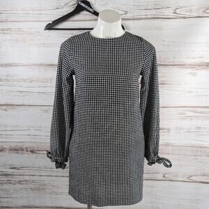H&M Gingham Long Sleeve Shift Dress sz 2